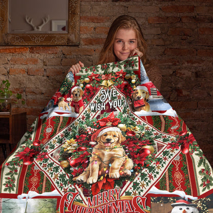 Netecom Golden Retriever Christmas Blanket, Holiday Santa Dog Throw Blanket for Couch, Bed or Sofa, Ultra Soft Warm Gift for Christmas and Cozy Winter