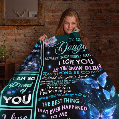 Netecom Personalized To My Daughter Blanket from Dad and Mom, Galaxy Butterfly Throw Blanket for Couch, Bed or Sofa, Ultra Soft Warm, Birthday, Christmas, or Graduation Gift for Daughter