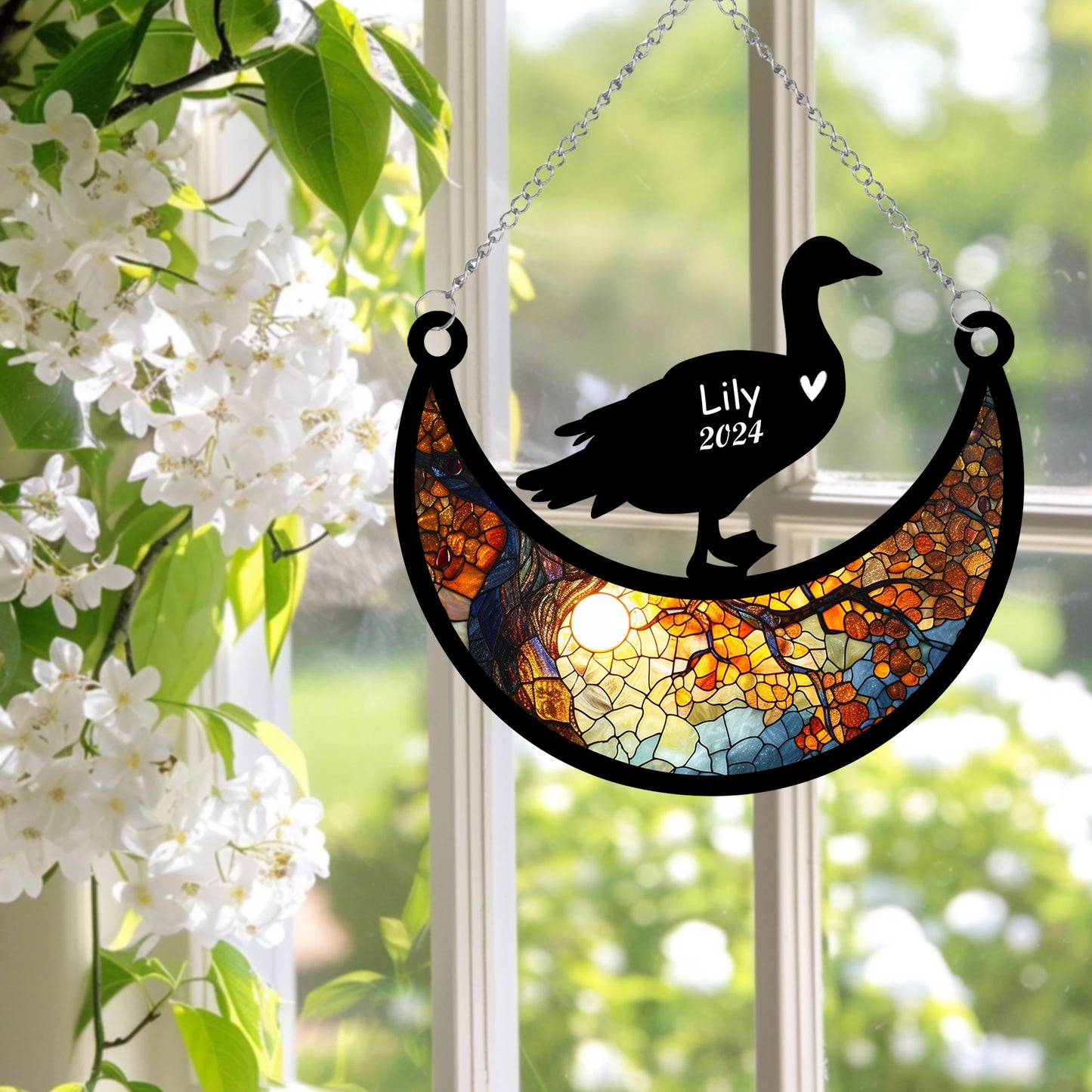 Netecom Personalized Duck Memorial Suncatcher, Custom Duck Ornament with Name Date, Pet Loss Remembrance Gifts, Sympathy Gift for Loss of Pet, Bereavement Gifts for Loss of Pet, Grief Gift