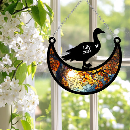 Netecom Personalized Duck Memorial Suncatcher, Custom Duck Ornament with Name Date, Pet Loss Remembrance Gifts, Sympathy Gift for Loss of Pet, Bereavement Gifts for Loss of Pet, Grief Gift