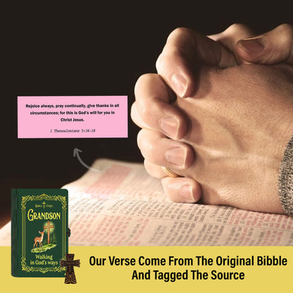 Netecom Bible Verse Box for Grandson – 150 Color-Coded Scripture Cards with Mini Cross, Christian Faith Keepsake for Daily Prayer, Encouragement & Spiritual Guidance