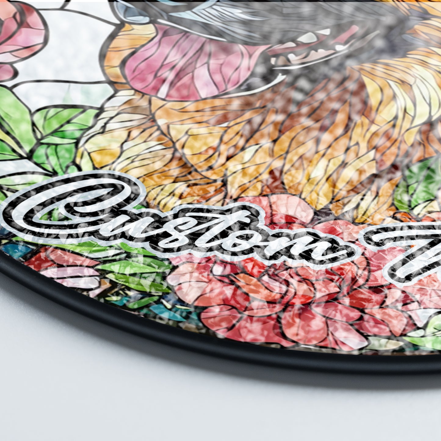 Netecom Custom German Shepherd Stained Glass Ornament, Personalized Pet Memorial Suncatcher, Pet Loss Sympathy Gift, Christmas Decoration