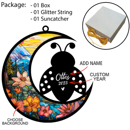 Netecom Personalized Ladybug Memorial Suncatcher - Ladybug Christmas Ornament with Name - Pet Loss Stained Glass Light Catcher - Bereavement & Sympathy Gift for Loss of Pet