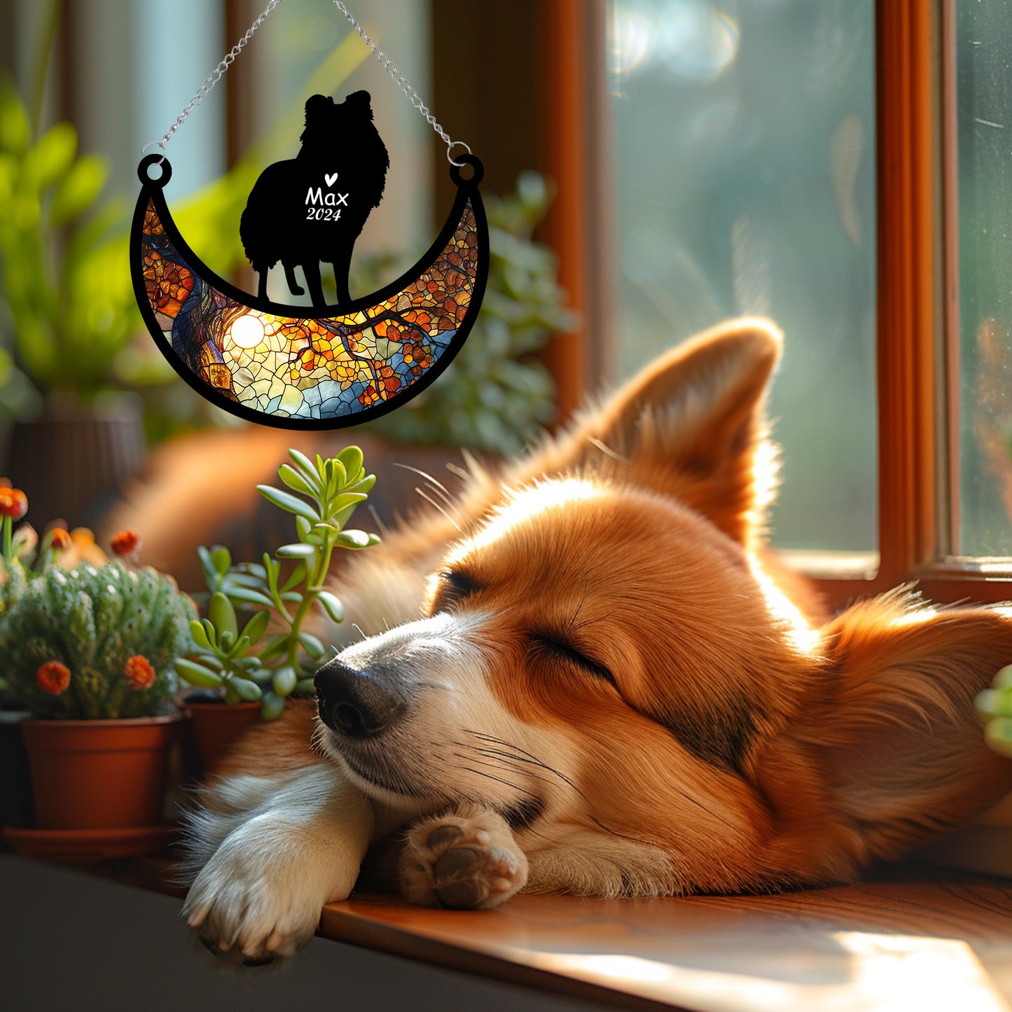 Netecom Personalized Australian Shepherd Memorial Suncatcher, Custom Dog Ornament with Name Date, Dog Loss Sympathy Gift, Pet Loss Remembrance Gifts, Bereavement Gifts for Loss of Pet