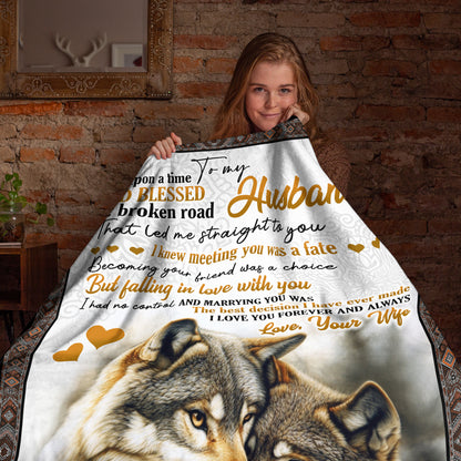 Netecom Personalized Wolf To My Husband Blanket from Wife, Custom Love Letter Throw Blanket for Couch, Bed or Sofa, Ultra Soft Warm Gift for Husband’s Birthday, Anniversary and Christmas