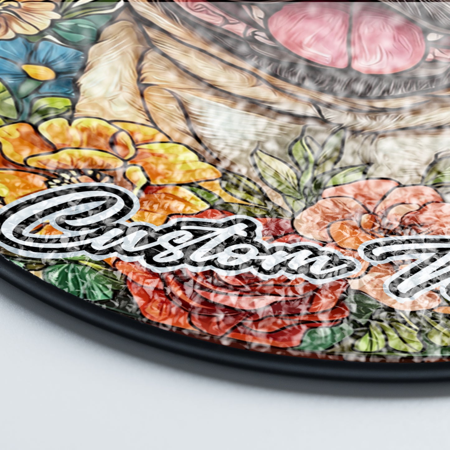 Netecom Custom Pug Dog Stained Glass Ornament, Personalized Memorial Suncatcher, Pet Loss Sympathy Gift, Christmas Decoration