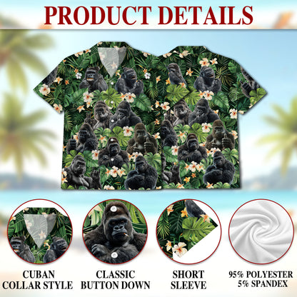 Netecom Funny Gorilla Smoking Hawaiian Shirt, Monkey Lover Gifts, Tropical Animal Button Down Summer Beach Shirts