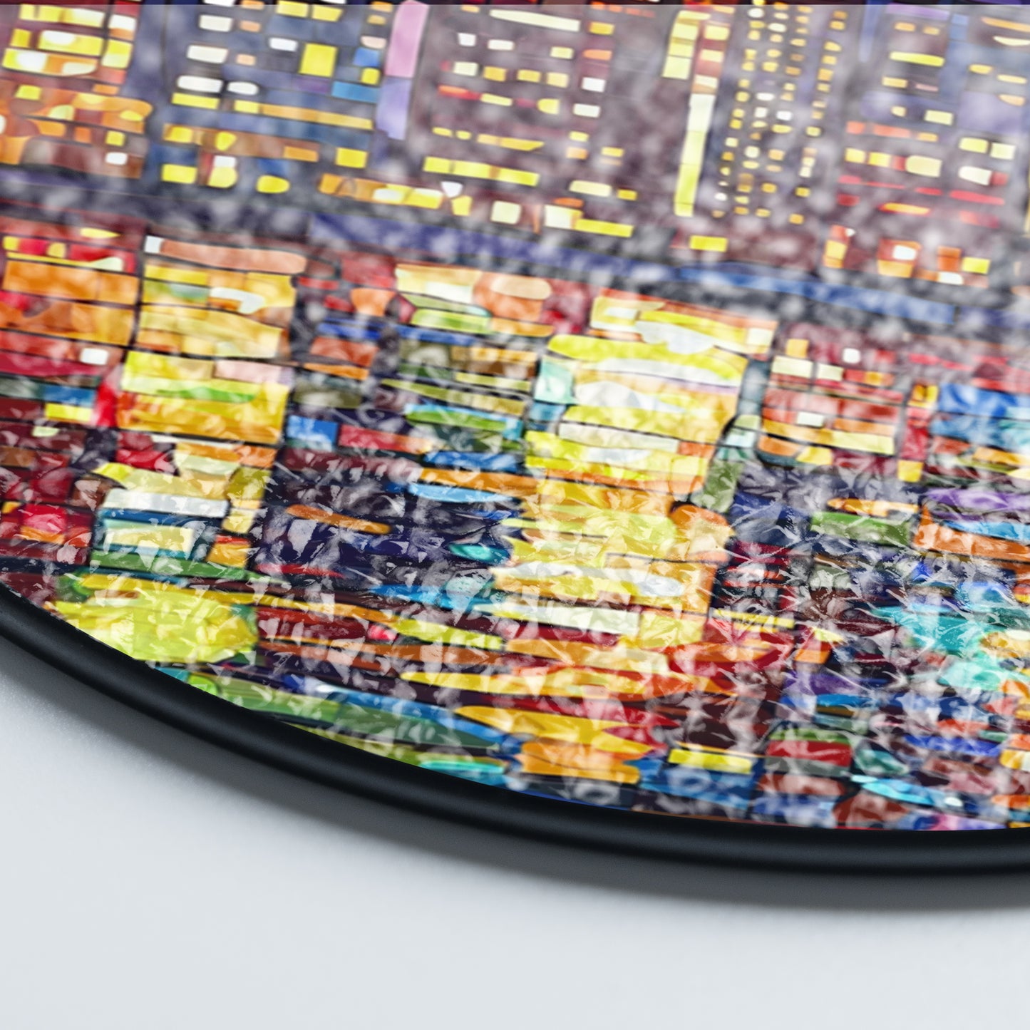 Netecom City Nightscape Stained Glass Ornament – Custom Urban Sun Catcher, Night City Lights Home Decor