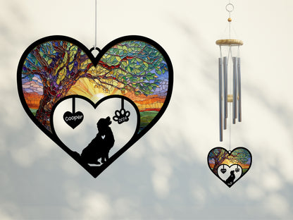 Netecom Personalized Golden Retriever Dog Memorial Wind Chimes, Dog Name Suncatcher, Pet Loss Sympathy Gift for Dog Lovers, Outdoor Garden Memorial Decor