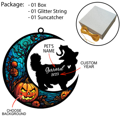 Netecom Personalized Halloween Ragdoll Cat Suncatcher - Memorial Gift for Loss of Cat, Custom Ragdoll Lovers Ornament for Window or Wall Hanging, Spooky Sympathy Gift