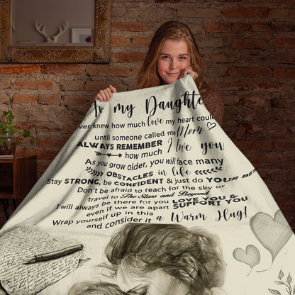 Netecom Personalized To My Daughter Blanket from Mom, Ultra Soft Warm Throw Blanket for Couch, Bed or Sofa, Birthday Gifts for Daughter, Present for Christmas, Graduation, Anniversary
