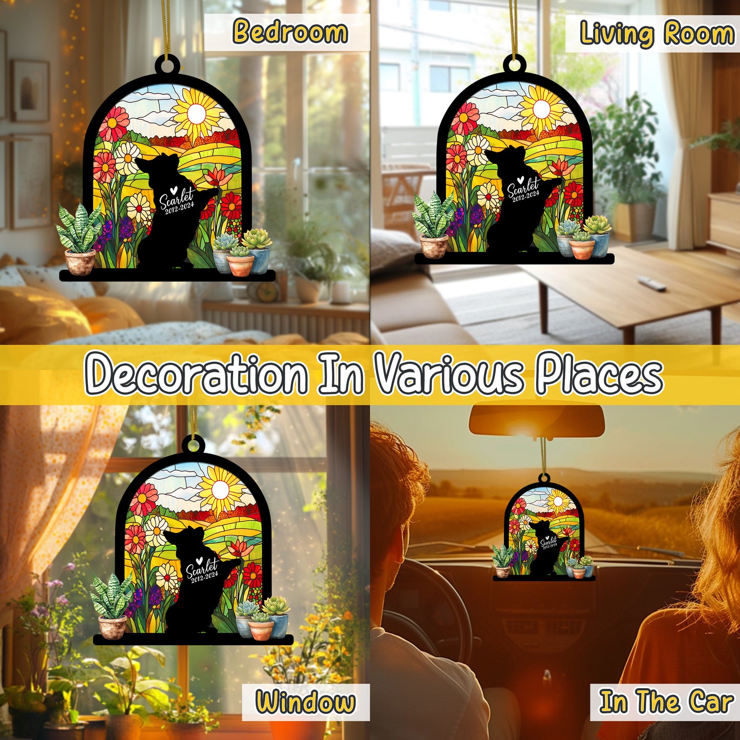 Netecom Personalized Corgi Memorial Suncatcher, Custom Corgi Ornament with Name Date, Dog Loss Sympathy Gift, Pet Loss Remembrance Gifts, Bereavement Gifts for Loss of Pet, Dog Passing Away Gifts