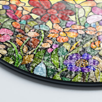 Netecom Flower Garden Stained Glass Sun Catcher – Personalized Floral Ornament, Custom Window Hanging, Nature-Inspired Gift