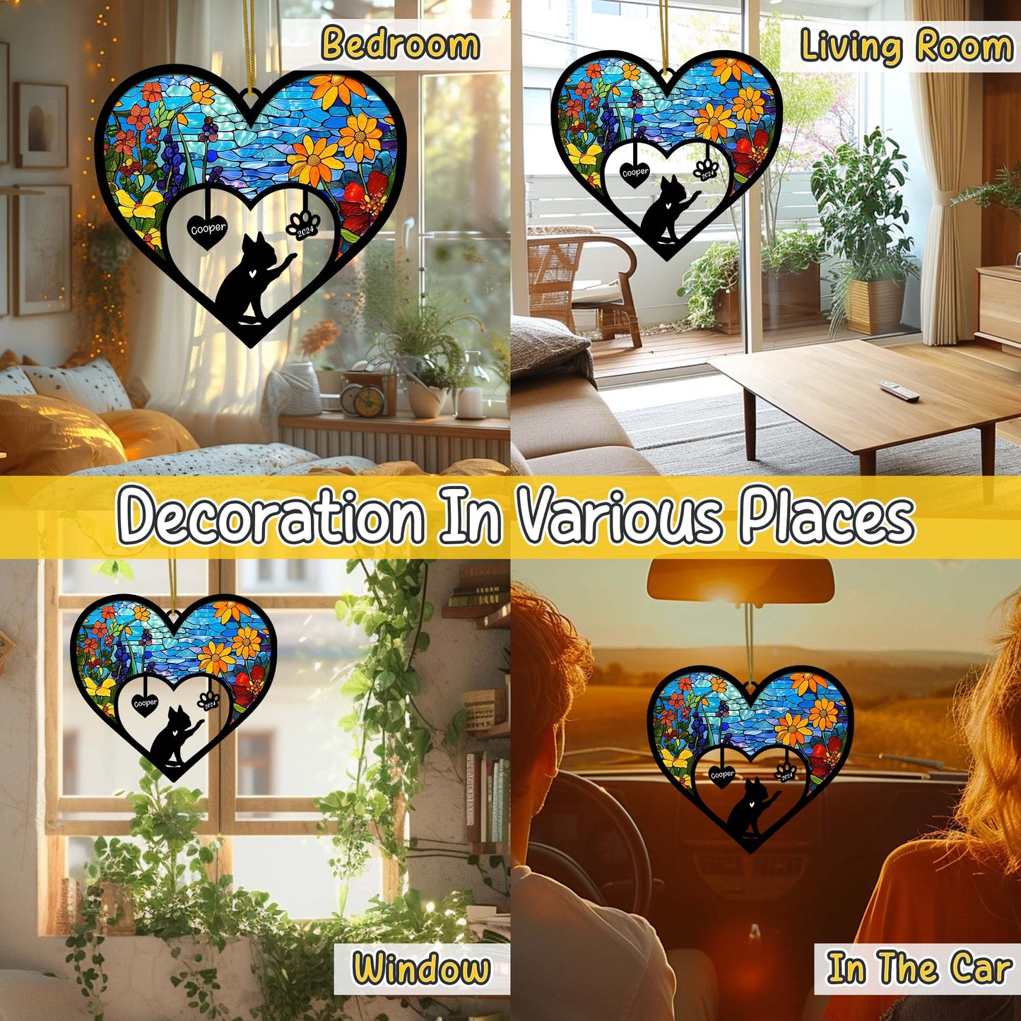 Netecom Boston Terrier Memorial Suncatcher, Personalized Bostie Dog Memorial Ornament with Name Date, Bereavement Gift Loss of Dog, Pet Loss Sympathy Gift, Dog Passing Away Gift