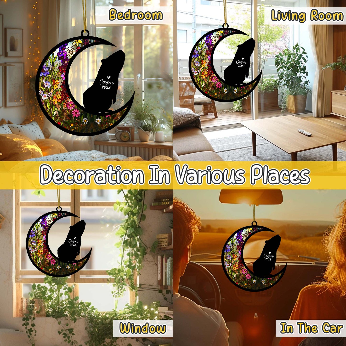 Netecom Guinea Pig Memorial Suncatcher, Personalized Pet Loss Suncatcher, Bereavement Guinea Pig Loss Gift Suncatcher Gifts for Guinea Pig Lovers, Guinea Pig Remembrance Gift