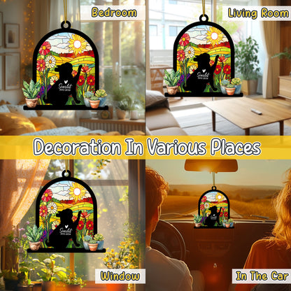 Netecom Personalized Bull Dog Memorial Suncatcher, Custom Bull Dog Ornament with Name Date, Dog Loss Sympathy Gift, Pet Loss Remembrance Gifts, Bereavement Gifts for Loss of Pet, Passing Away Gifts