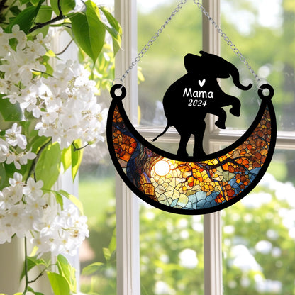 Netecom Personalized Elephant Memorial Suncatcher, Custom Elephant Ornament with Name Date, Pet Loss Remembrance Gifts, Sympathy Gift for Loss of Pet, Bereavement Gifts for Loss of Pet, Grief Gift
