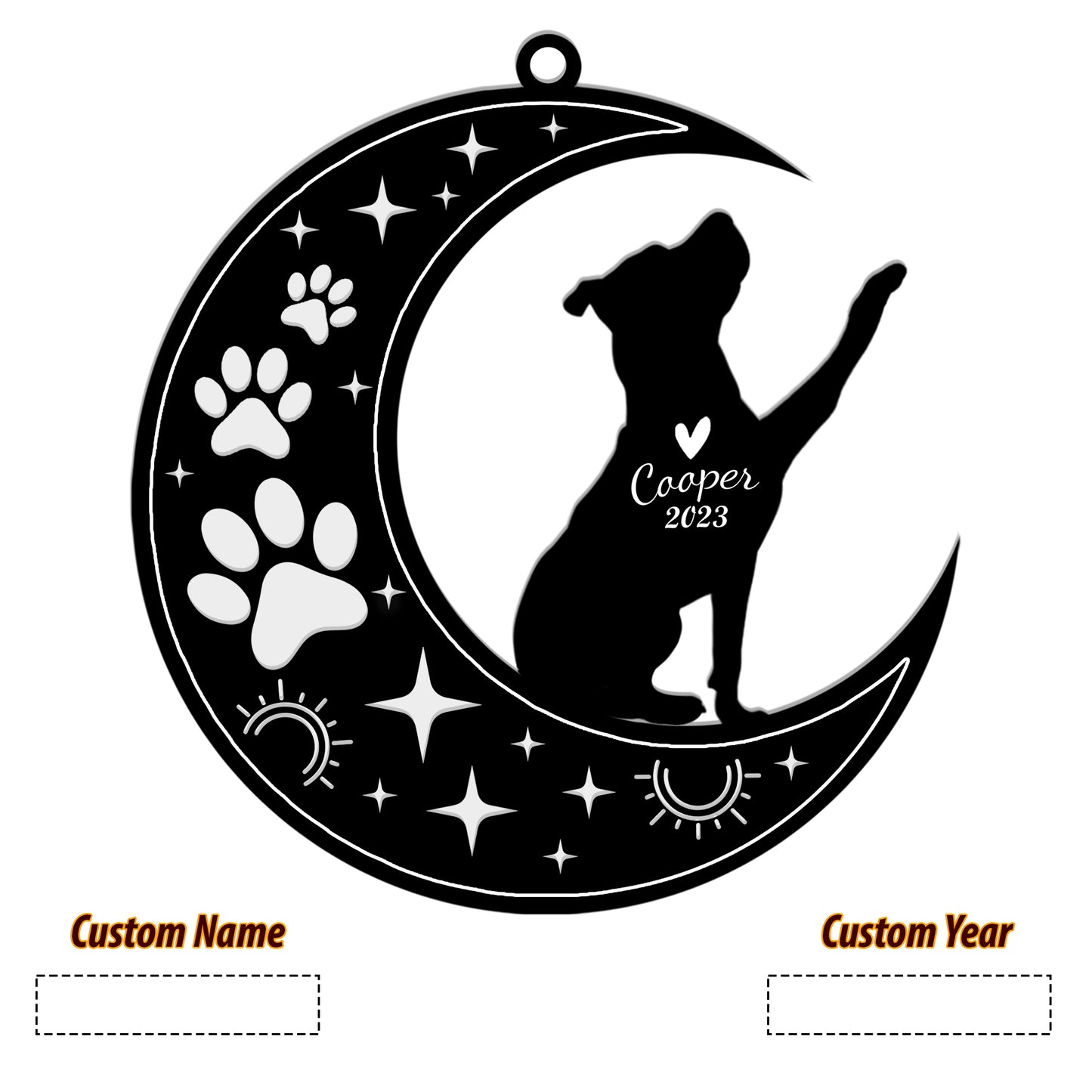 Netecom Pitbull Dog Memorial Suncatcher, Personalized Pitbull Ornament with Name Date, Dog Loss Sympathy Gift for Pet Loss Sun Catchers, Dog Grief Gift, Bereavement Gifts for Loss of Pet