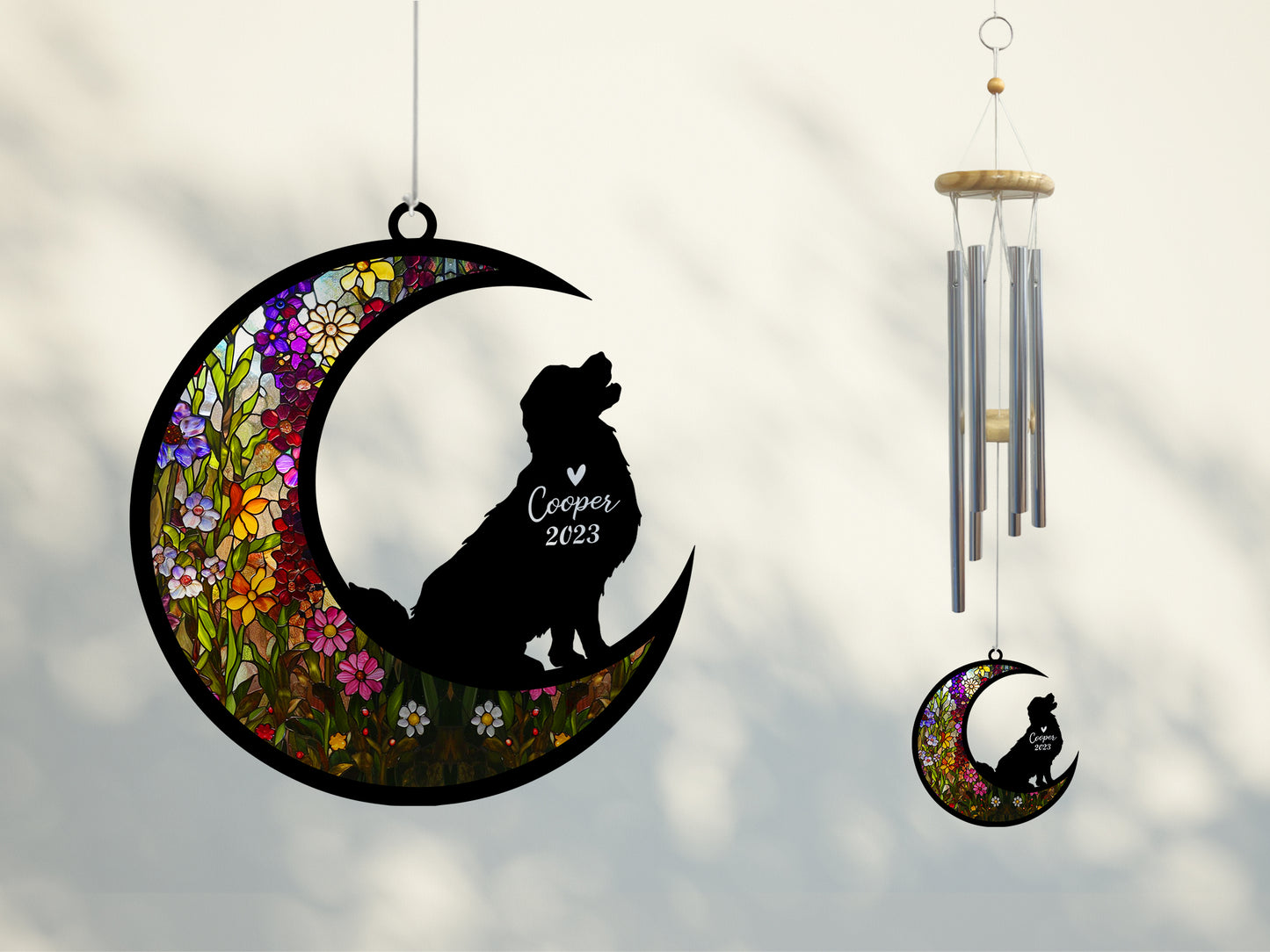 Netecom Golden Retriever Dog Wind Chimes Memorial, Pet Memorial Windchime for Dogs Suncatcher, Loss of Pet Remembrance Gift, Sympathy Wind Chimes Outside Garden Decor, Dog Passing Away Gifts