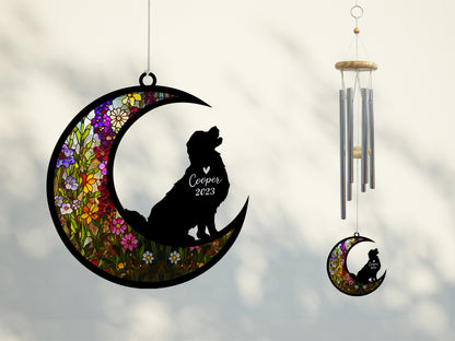 Netecom Golden Retriever Dog Wind Chimes Memorial, Pet Memorial Windchime for Dogs Suncatcher, Loss of Pet Remembrance Gift, Sympathy Wind Chimes Outside Garden Decor, Dog Passing Away Gifts