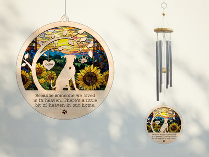 Netecom Boxer Dog Wind Chimes Memorial, Personalized Pet Memorial Wind Chimes for Dogs Suncatcher, Dog Loss Memorial Ornament, Sympathy Windchime Outside Garden Decor, Loss of Pet Remembrance Gift
