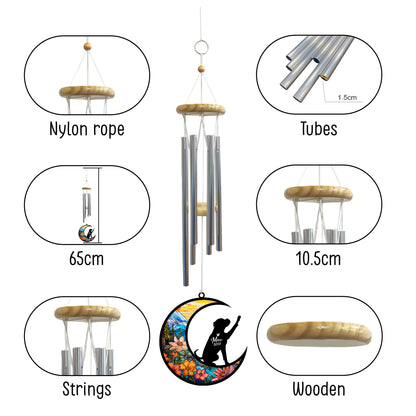 Netecom Boxer Dog Wind Chimes Memorial, Personalized Pet Memorial Windchime for Dogs Suncatcher, Dog Loss Memorial Ornament, Loss of Pet Remembrance Gift, Sympathy Pet Wind Chimes Outdoor Garden