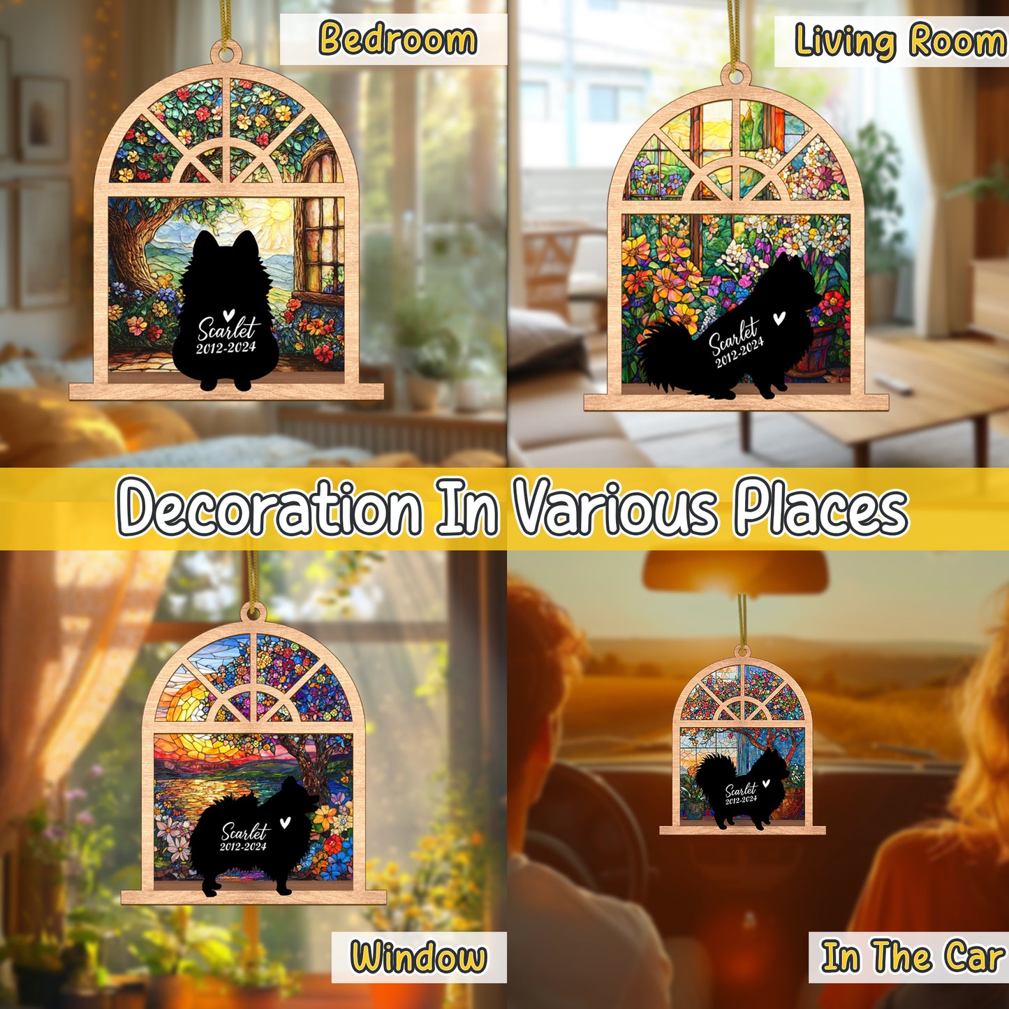 Netecom Personalized Pomeranian Memorial Suncatcher – Dog Loss Sympathy Gift & Pet Remembrance Keepsake