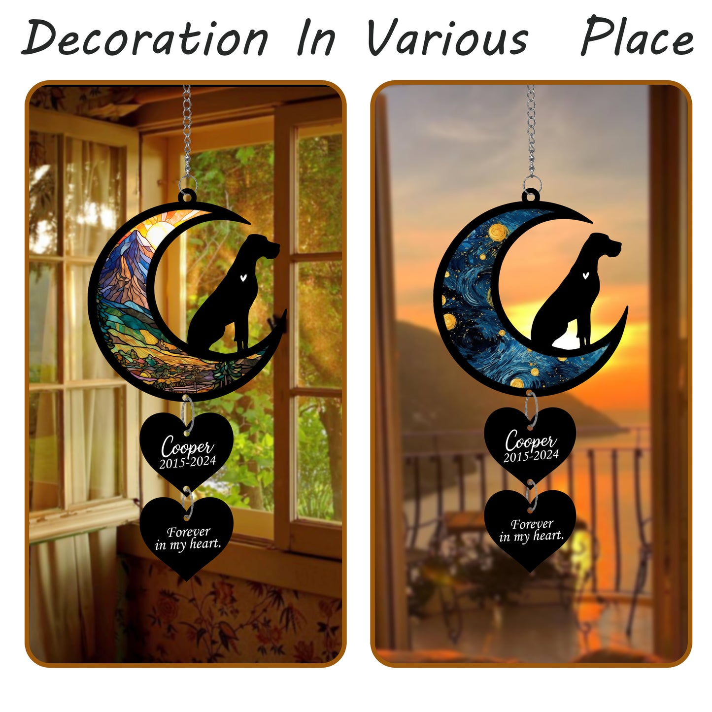 Netecom Personalized Great Dane Moon Heart Memorial Ornament – Dog Loss Gift, Pet Remembrance Keepsake