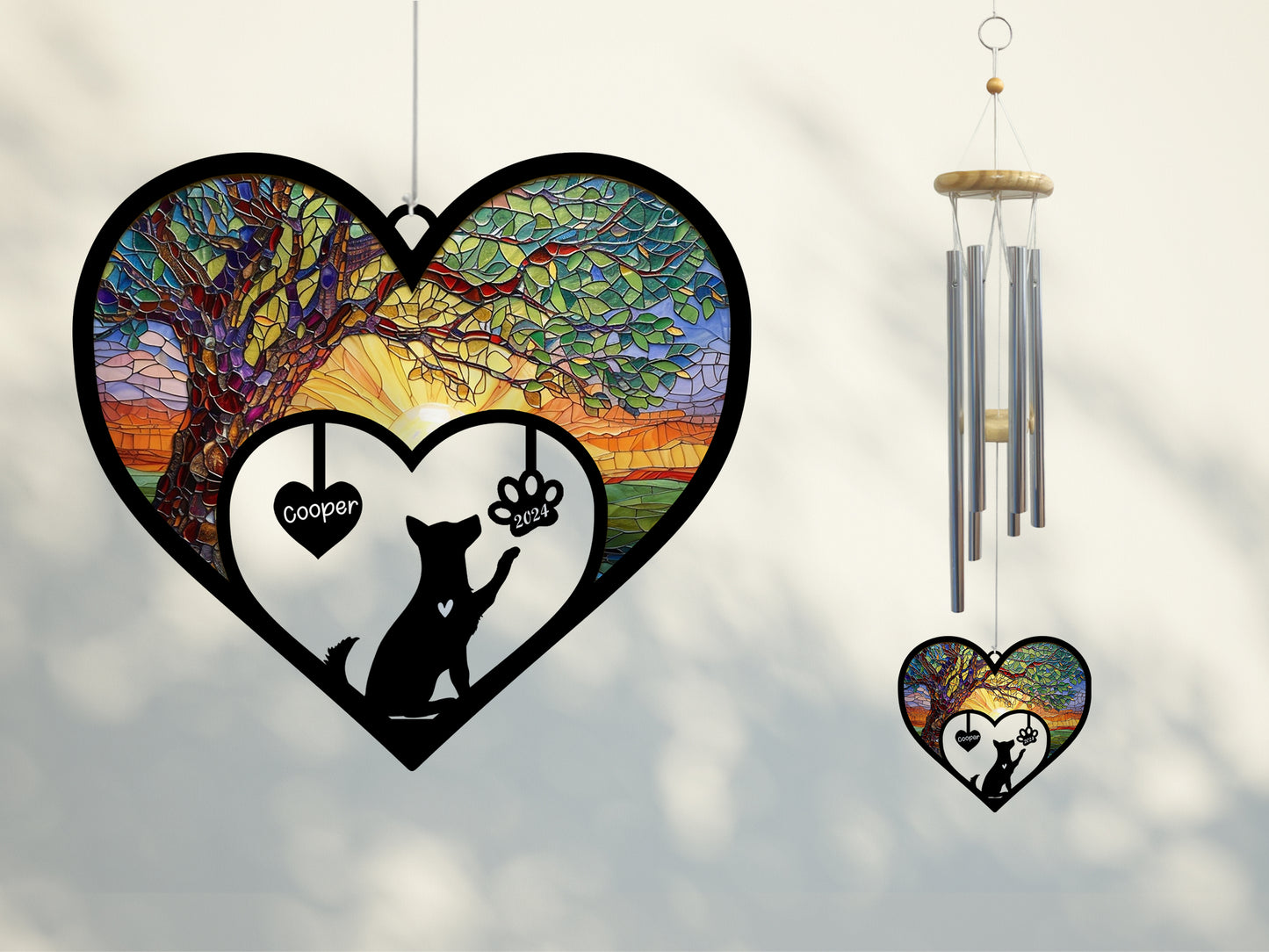 Netecom Personalized Husky Dog Memorial Wind Chimes, Dog Name Suncatcher, Pet Sympathy Gift for Loss of Dog Lovers, Outdoor Garden Memorial Decor