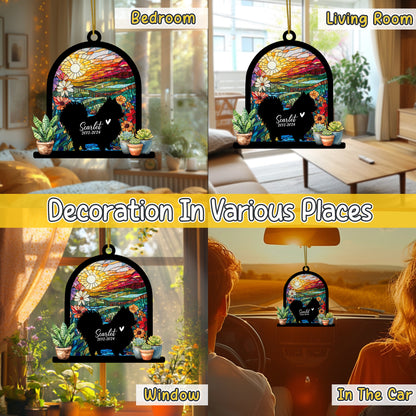 Netecom Personalized Pomeranian Memorial Suncatcher, Custom Pomeranian Ornament with Name Date, Dog Loss Sympathy Gift, Pet Loss Remembrance Gift, Bereavement Gifts for Loss of Pet, Passing Away Gift