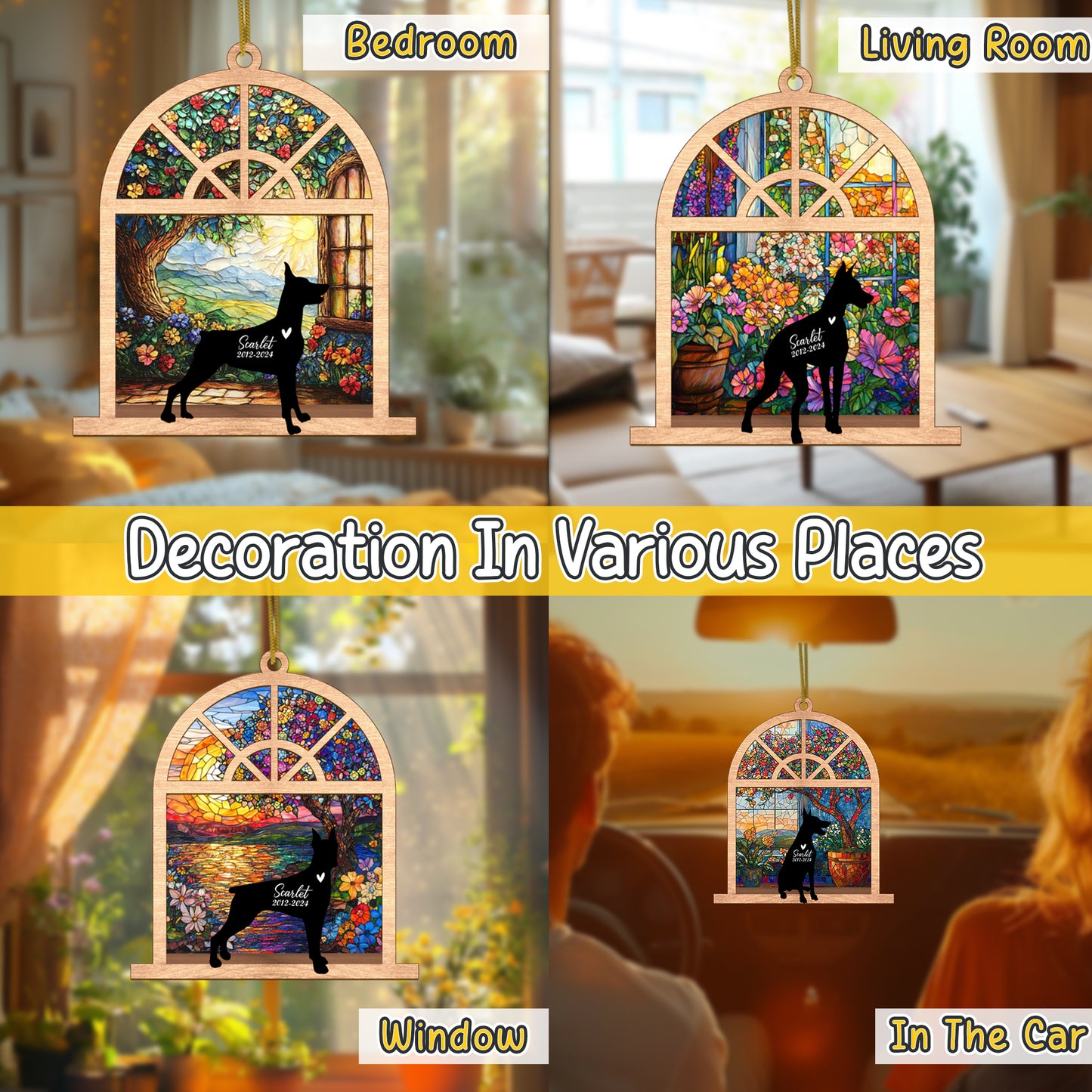 Netecom Personalized Doberman Memorial Suncatcher – Doberman Dog Loss Sympathy Gift & Pet Remembrance Ornament