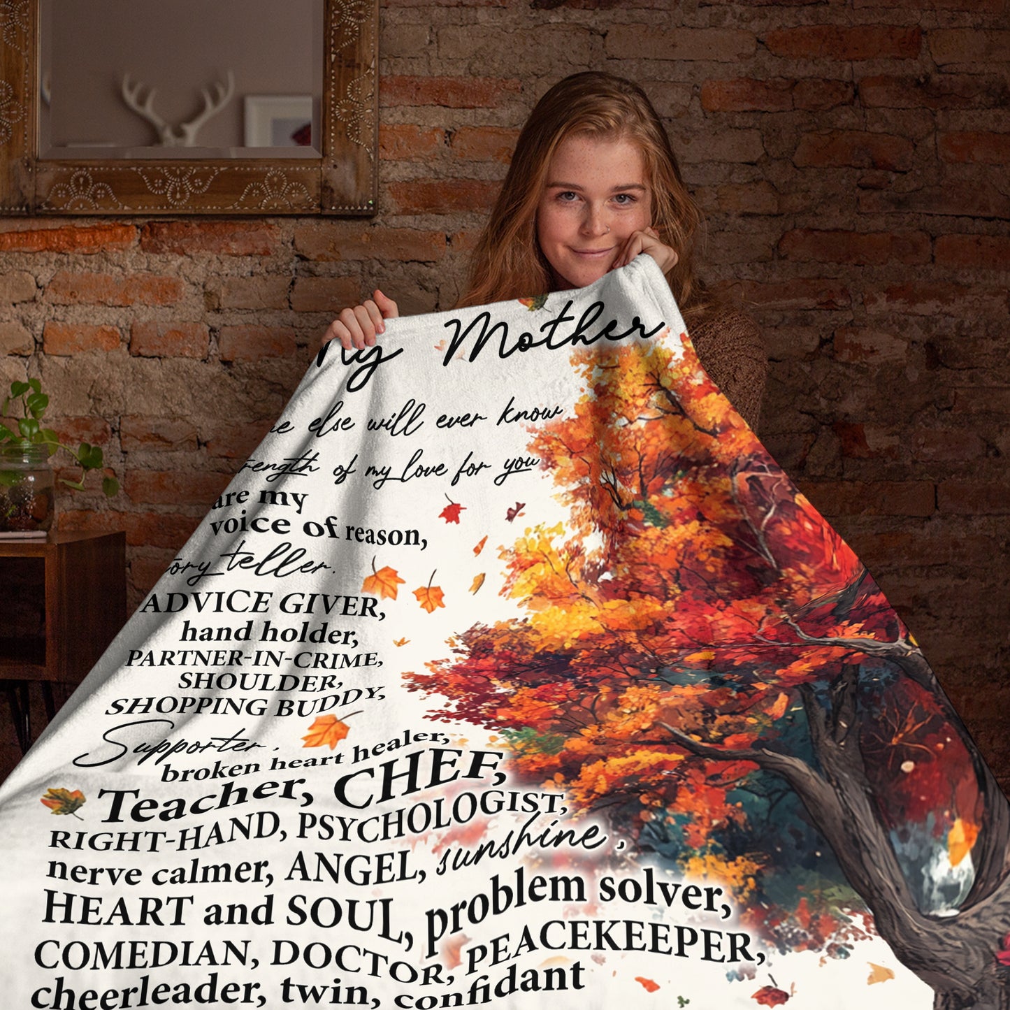 Netecom Personalized Autumn Tree To My Mother Blanket from Daughter, Custom Love Letter Throw Blanket for Couch, Bed or Sofa, Ultra Soft Warm Gift for Mother’s Birthday, Anniversary and Christmas