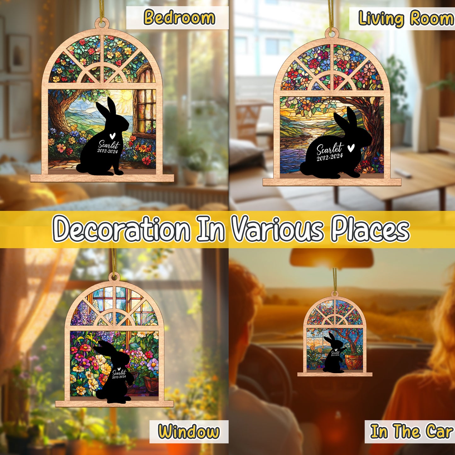 Netecom Personalized Rabbit Memorial Suncatcher – Pet Loss Sympathy Gift & Bunny Remembrance Ornament