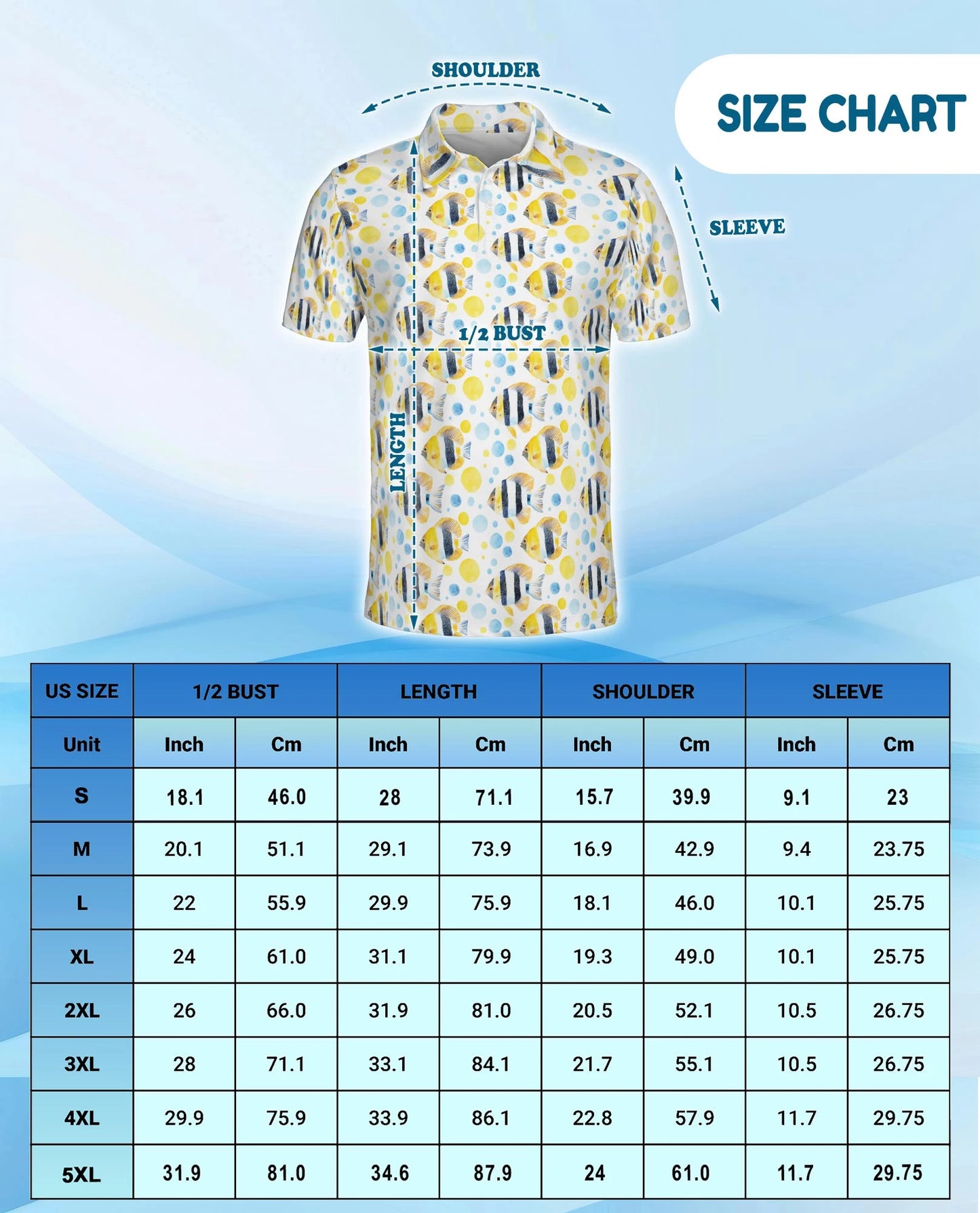 Undersea Pattern Polo Shirt for Men – Tropical Marine Life Style | Netecom