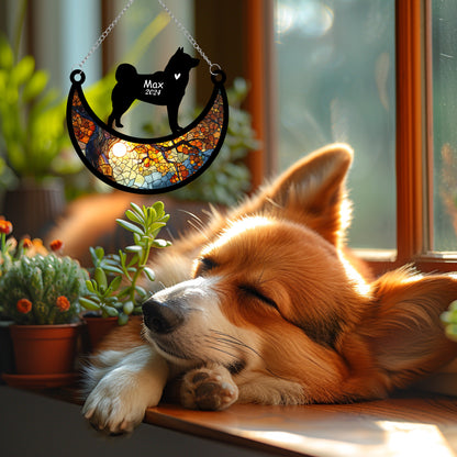Netecom Personalized Akita Memorial Suncatcher, Custom Akita Ornament with Name Date, Dog Loss Sympathy Gift, Pet Loss Remembrance Gifts, Bereavement Gifts for Loss of Pet, Dog Grief Gift