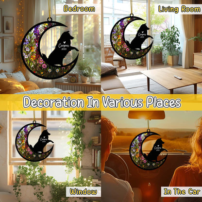 Netecom Australian Shepherd Dog Memorial Suncatcher, Personalized with Name Date Dog Suncatcher, Pet Loss Suncatcher, Bereavement Gift Dog, Remembrance Gift, Loss of Pet Sympathy Gifs Dog Lovers