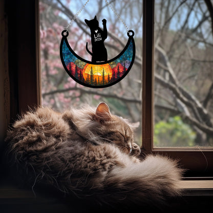 Netecom Personalized Abyssinian Cat Memorial Suncatcher, Custom Cat Ornament with Name Date, Loss of Pet Sympathy Suncatcher Gifts for Cat Lovers, Remembrance Gifts for Loss of Pet