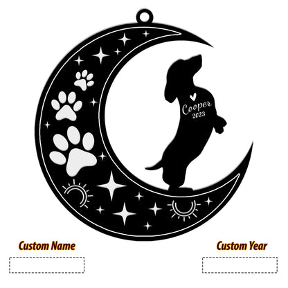 Netecom Dachshund Dog Memorial Suncatcher, Personalized Wiener Dog Ornament with Name Date, Dog Loss Sympathy Gift for Pet Loss Sun Catchers, Dog Grief Gift, Bereavement Gifts for Loss of Pet