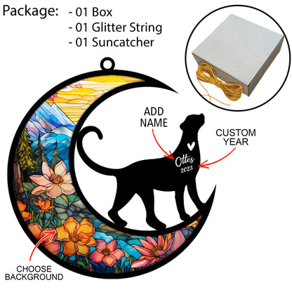 Netecom Personalized Leopard Memorial Suncatcher - Leopard Christmas Ornament with Name - Pet Loss Stained Glass Light Catcher - Bereavement & Sympathy Gift for Loss of Pet