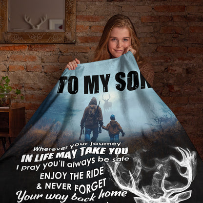 Netecom Personalized To My Son Blanket from Dad, Hunting Deer Throw Blanket for Couch, Bed or Sofa, Ultra Soft Warm, Birthday Gifts for Son, Present for Christmas, Graduation