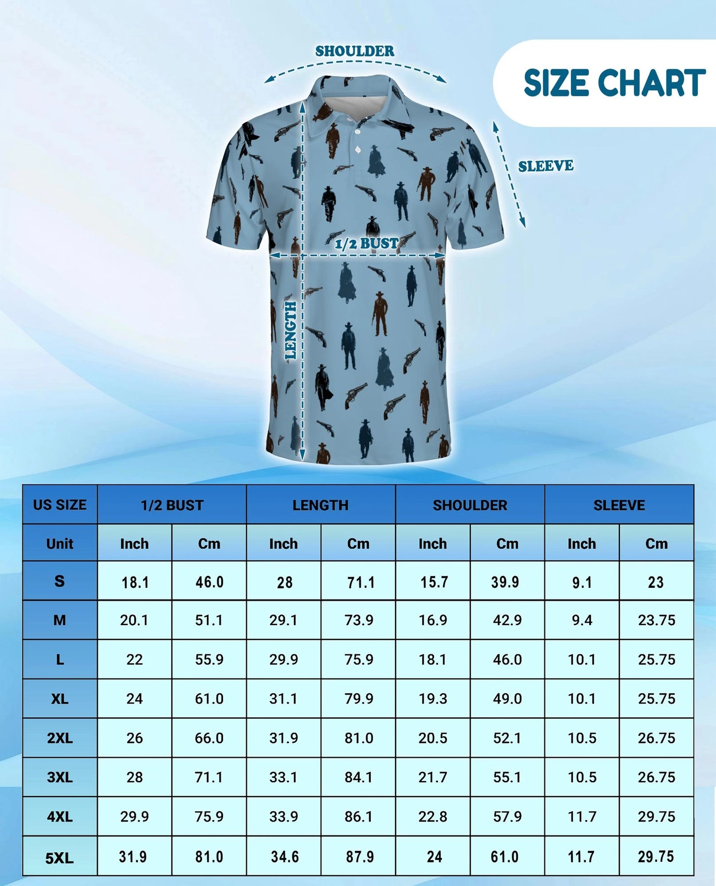 Cowboy Silhouette Pattern Polo Shirt for Men – Western Ranch Style | Netecom