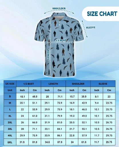 Cowboy Silhouette Pattern Polo Shirt for Men – Western Ranch Style | Netecom