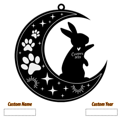 Netecom Rabbit Memorial Suncatcher, Personalized Rabbit Ornament with Name Date, Pet Loss Sympathy Gift for Pet Loss Sun Catchers, Pet Grief Gift, Bereavement Gifts for Loss of Pet