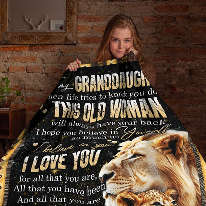 Netecom Personalized To My Granddaughter Blanket from Grandma and Grandpa, Lion Love Letter Throw Blanket for Couch, Bed or Sofa, Ultra Soft Warm, Birthday Gifts for Granddaughter, Christmas