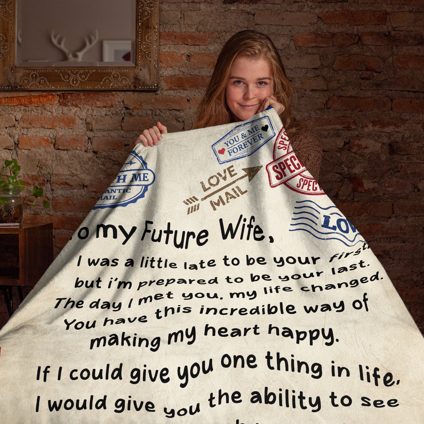 Netecom Personalized Romantic Love Letter To My Future Wife Blanket from Husband, Throw Blanket for Couch, Bed or Sofa, Gift for Girlfriend Fiancee, Wedding, Anniversary,  Birthday, Christmas