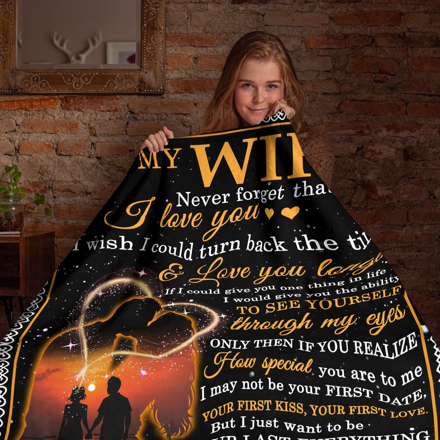 Netecom Personalized To My Wife Blanket from Husband, Custom Sunset Love Letter Throw Blanket for Couch, Bed or Sofa, Ultra Soft Warm Gift for Birthday, Anniversary and Christmas
