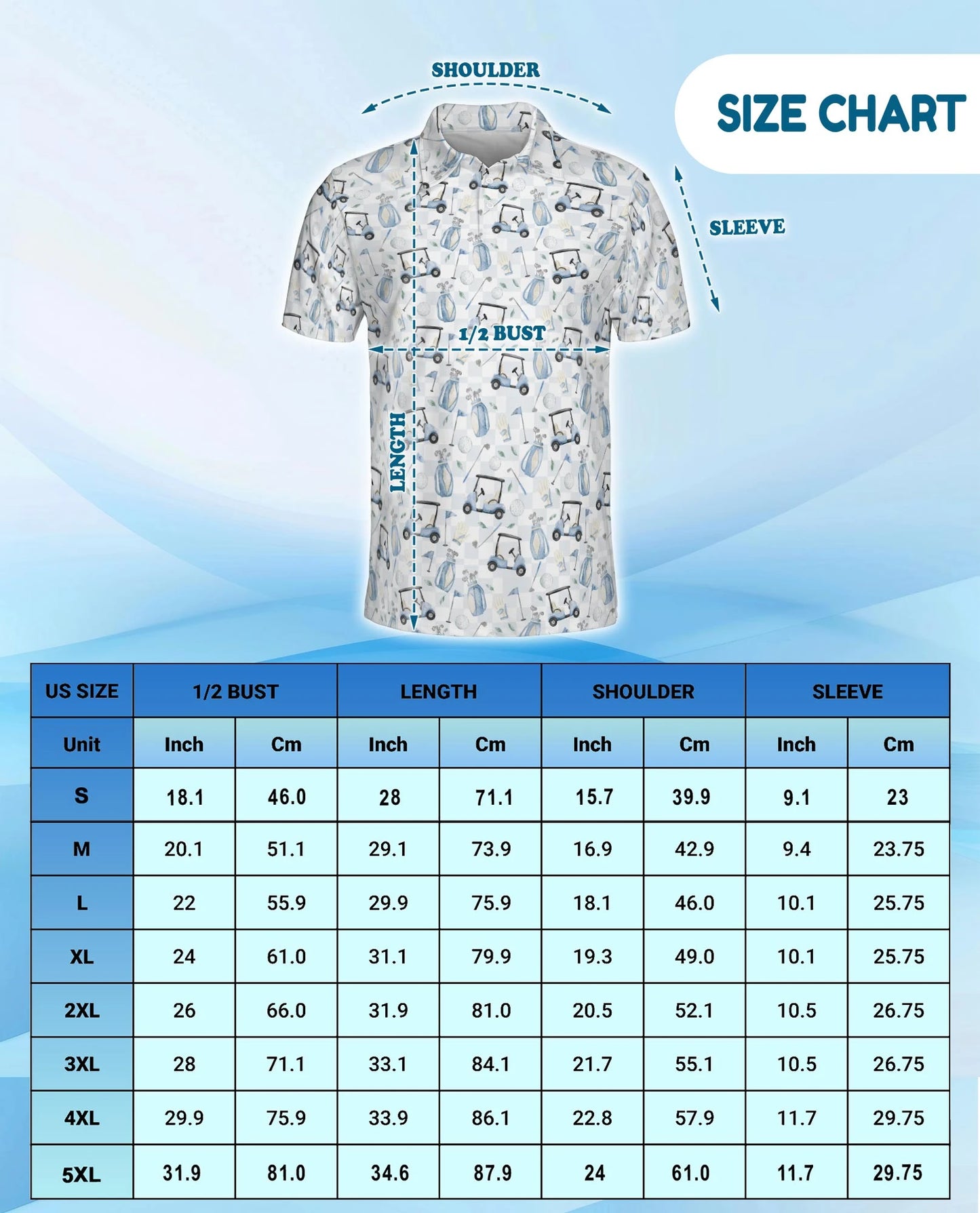 Watercolor Golf Seamless Pattern Polo Shirt for Men – Artistic Sport Style | Netecom