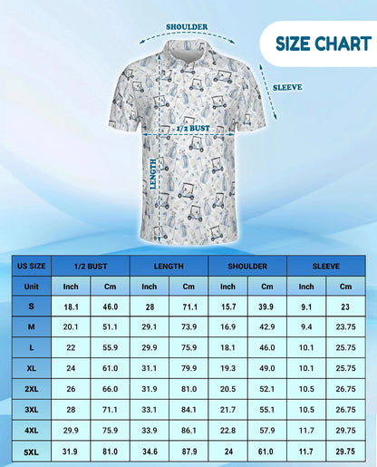 Watercolor Golf Seamless Pattern Polo Shirt for Men – Artistic Sport Style | Netecom