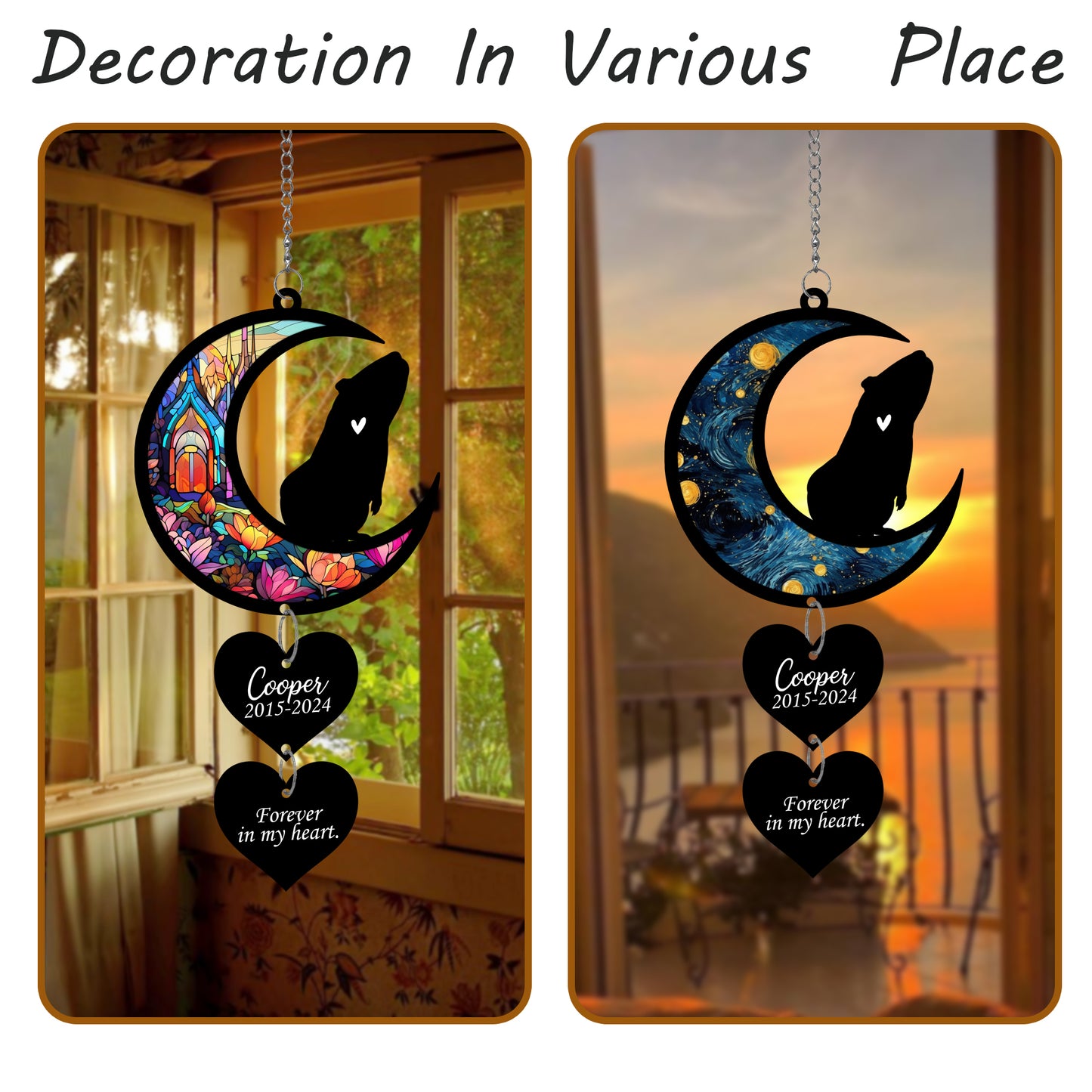 Netecom Personalized Guinea Pig Moon Heart Memorial Ornament – Pet Loss Sympathy Gift, Forever in My Heart Keepsake