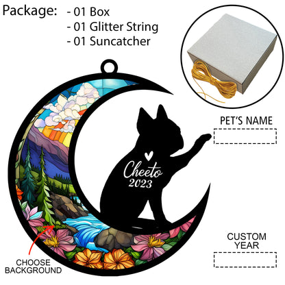 Netecom Personalized Boston Terrier Dog Memorial Suncatcher, Christmas Ornament with Name Date, Pet Loss Stained Glass Sun Catcher, Dog Memorial Ornament, Bereavement Sympathy Gift for Dog Lovers